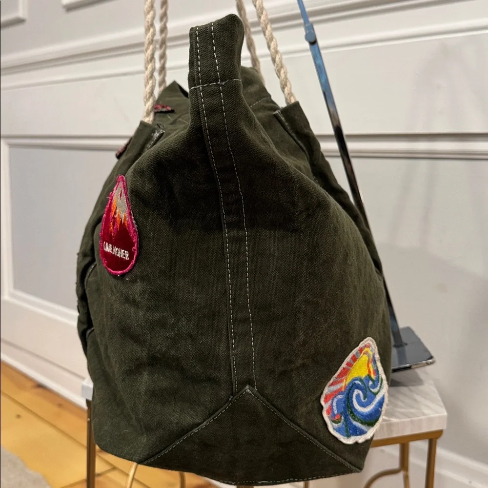 Free People Been There Badge Green Oversized Large Weekender Travel Tote - Picture 6 of 17